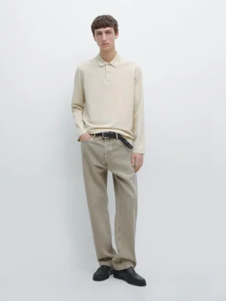 Långärmad pikétröja i merceriserad bomullspiqué