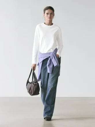 Långärmad T-shirt i 100 % bomullsinterlock