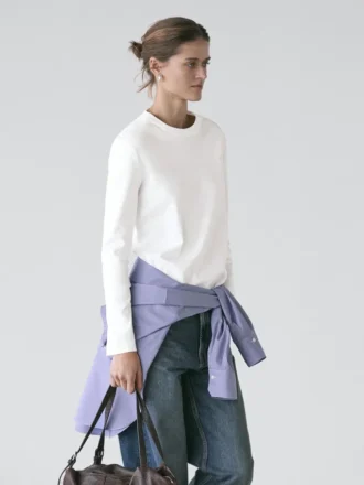 Långärmad T-shirt i 100 % bomullsinterlock