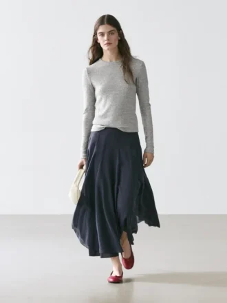 Långärmad T-shirt med fläckig detalj