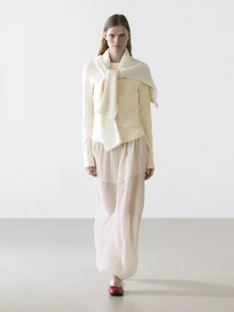 Långärmad T-shirt med rundad nederkant