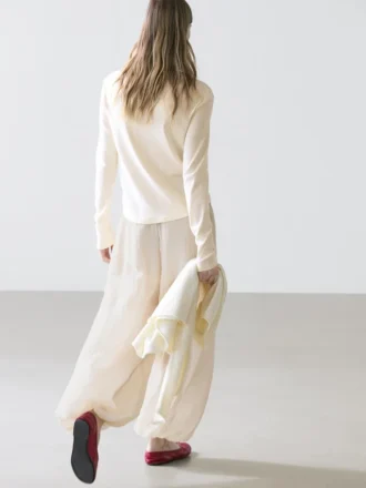 Långärmad T-shirt med rundad nederkant