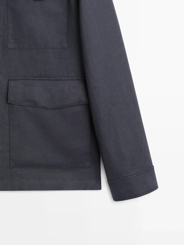 Lätt linnejacka med fickor Lätt linnejacka med fickor