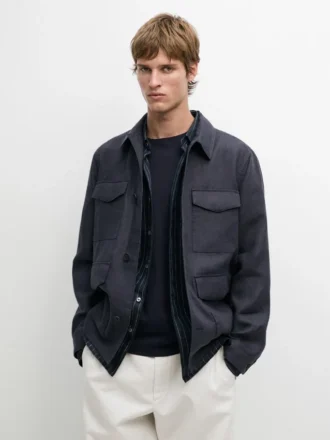 Lätt linnejacka med fickor