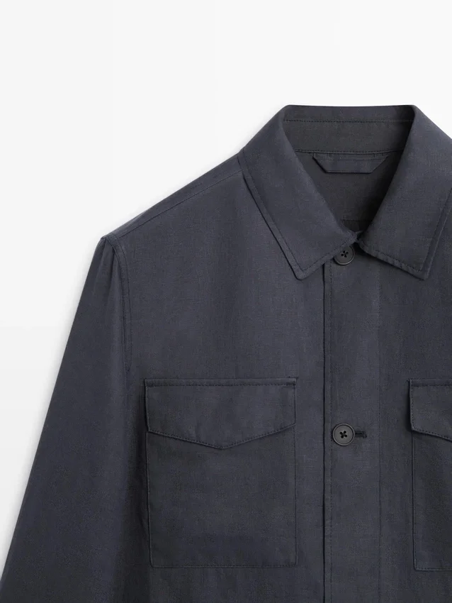 Lätt linnejacka med fickor Lätt linnejacka med fickor