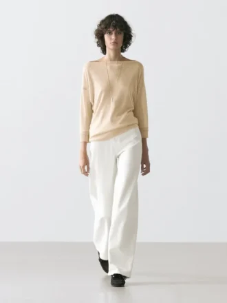 Lätt T-shirt i blandning av ull och linne