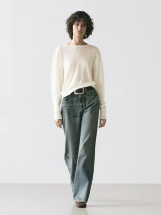 Lätt T-shirt i en blandning av ull och linne