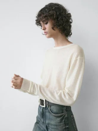 Lätt T-shirt i en blandning av ull och linne