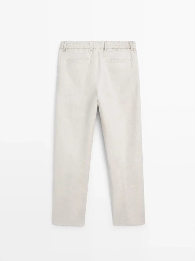 Lätta linnebyxor med fiskbensmönster Lätta linnebyxor med fiskbensmönster