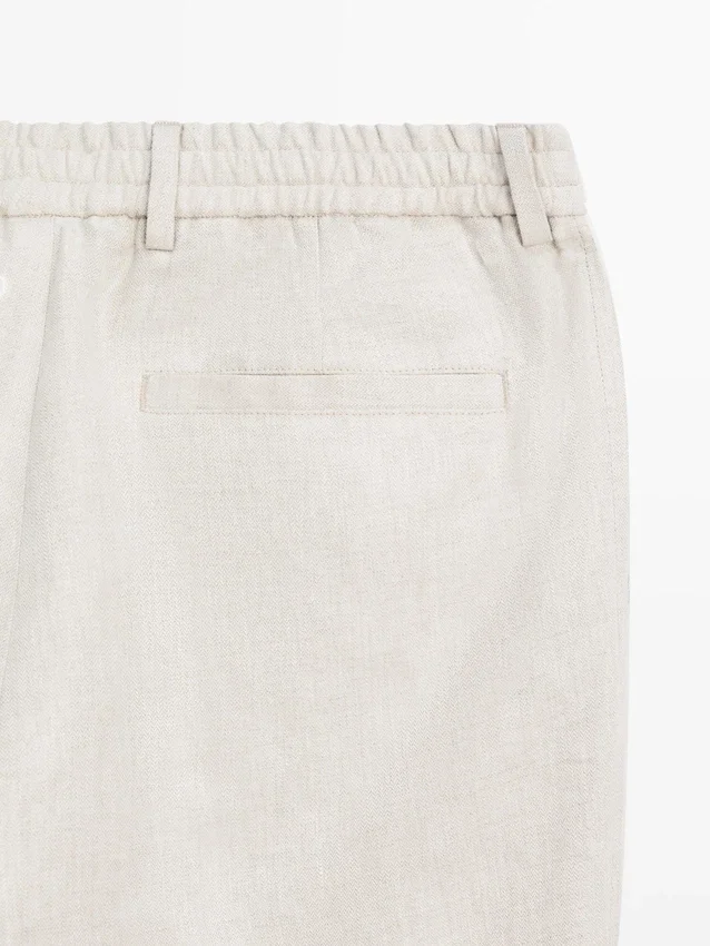 Lätta linnebyxor med fiskbensmönster Lätta linnebyxor med fiskbensmönster