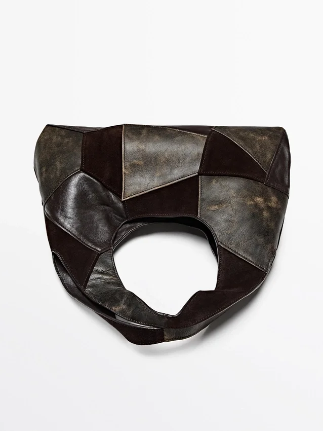 Medelstor väska i patchwork av mocka Medelstor väska i patchwork av mocka