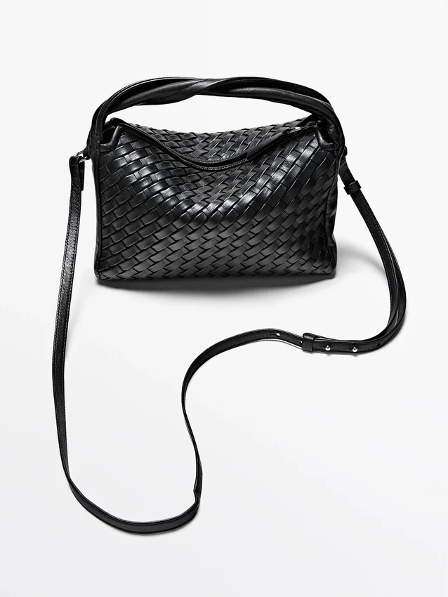 Medelstor vävd nappaläderväska Medelstor vävd nappaläderväska