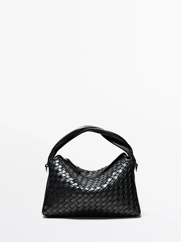 Medelstor vävd nappaläderväska Medelstor vävd nappaläderväska