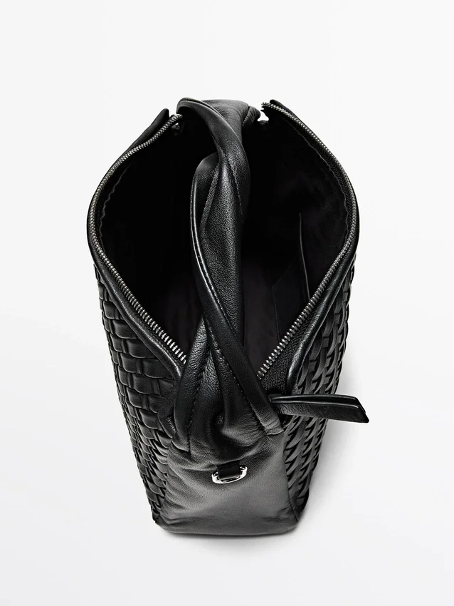 Medelstor vävd nappaläderväska Medelstor vävd nappaläderväska