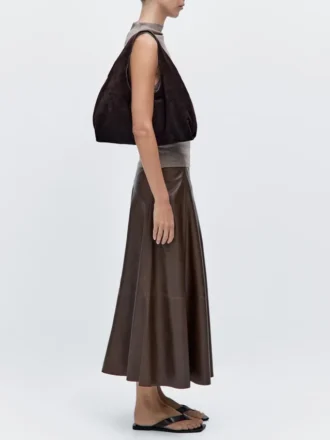 Medium damväska i spaltat läder