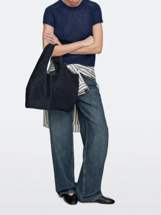 Medium shopperväska i spaltläder