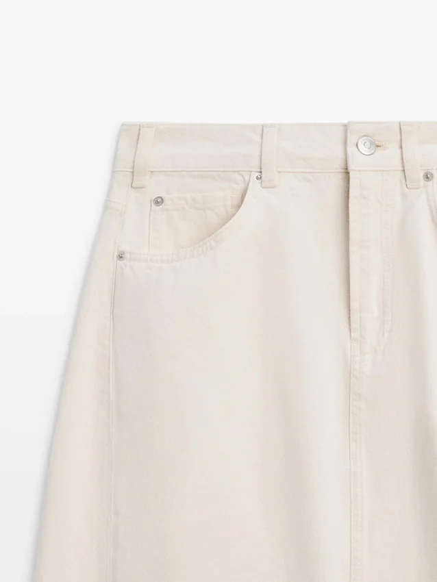 Midi-kjol i denim med tunn passform Midi-kjol i denim med tunn passform