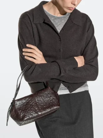 Mini-satchelväska i strukturerat läder