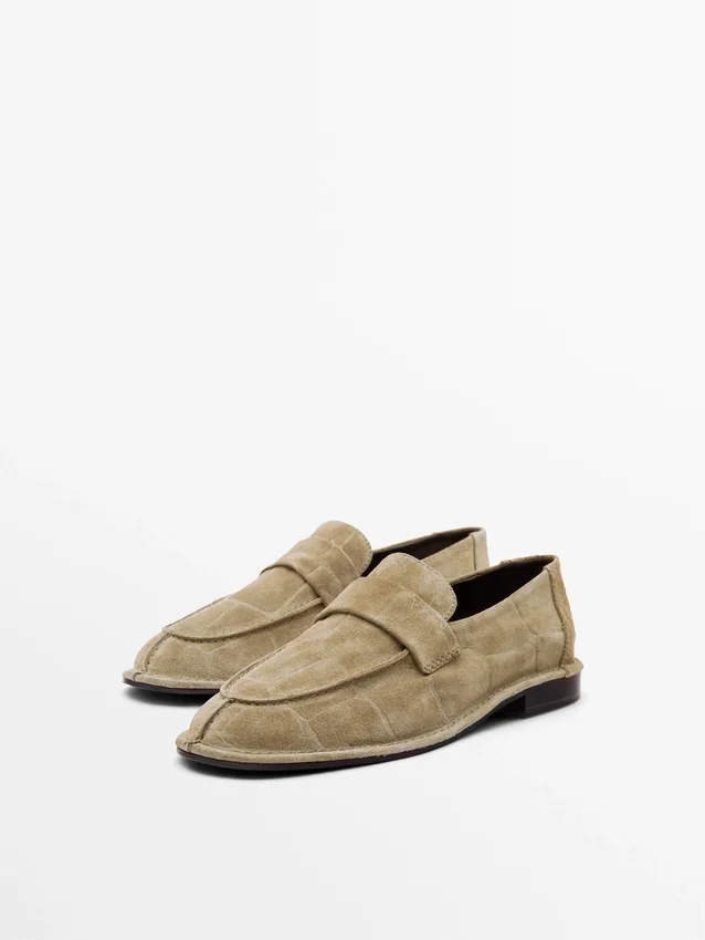 Mjuka loafers i spaltat läder Mjuka loafers i spaltat läder