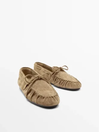 Mjuka Loafers med rynkad detalj
