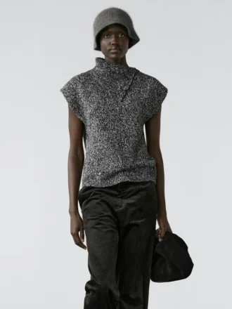 Moulina-stickad väst med krage