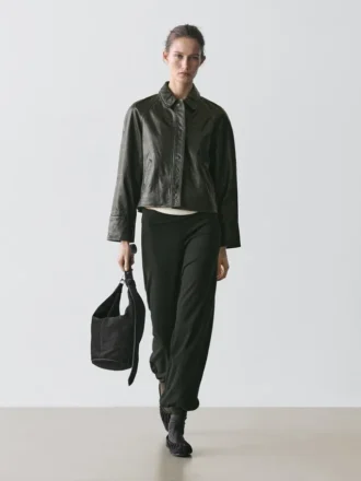 Nappaläderjacka med bälte Nappaläderjacka med bälte