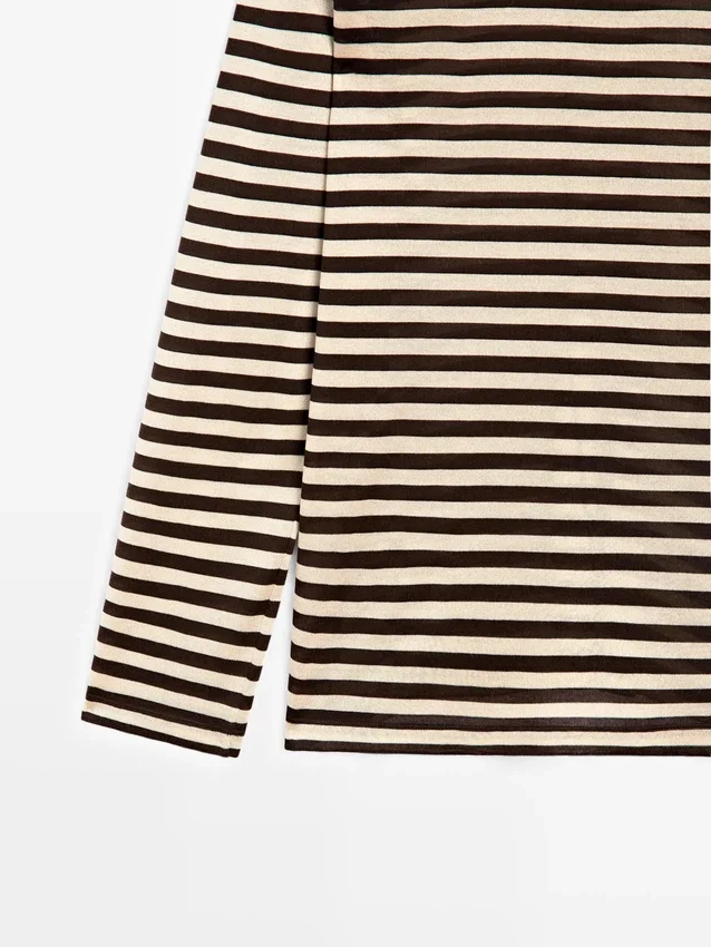 Oversize-T-shirt med långa ärmar och ränder Oversize-T-shirt med långa ärmar och ränder