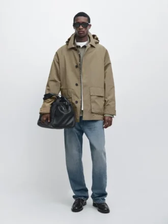 Parka i bomullsblandning med fickor