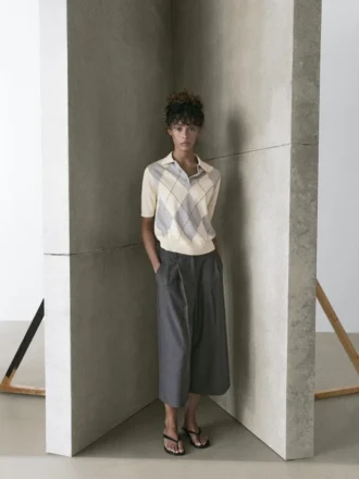 Pikétröja i argyle-mönster