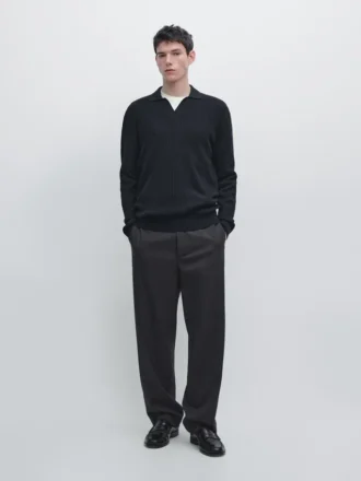 Pikétröja i bomullsblandad stickad tröja