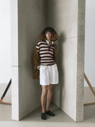 Pikétröja i bomullsblandad stickad tröja