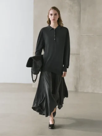 Pikétröja i kontraststickat