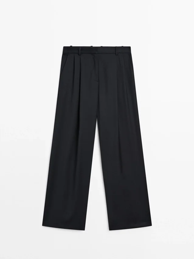 Plisserade byxor i extrafin ull Plisserade byxor i extrafin ull