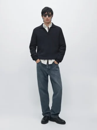 Polotröja i bomullstrik