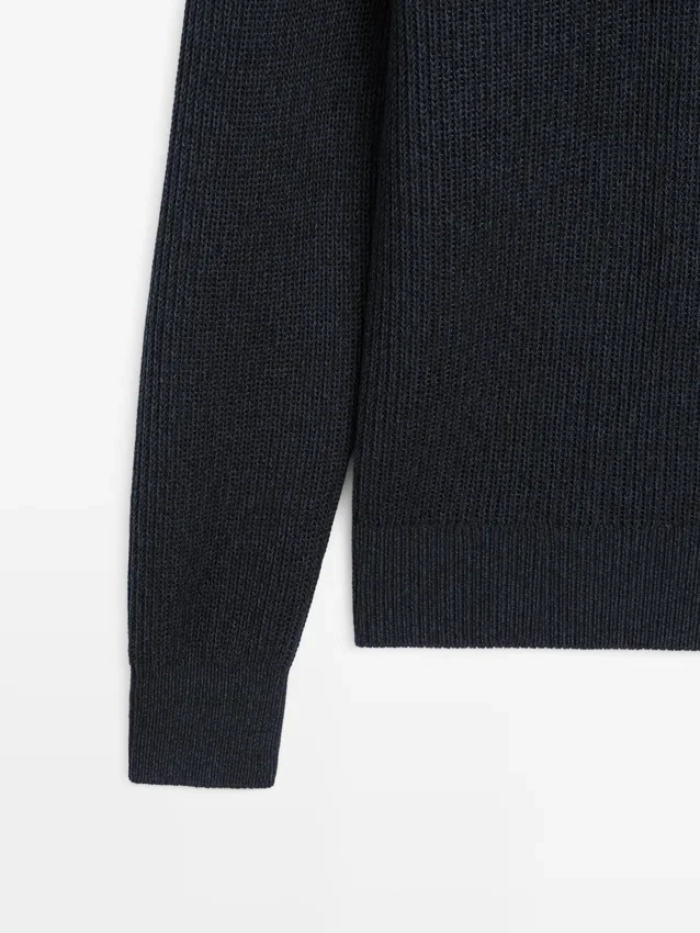 Polotröja i bomullstrik Polotröja i bomullstrik