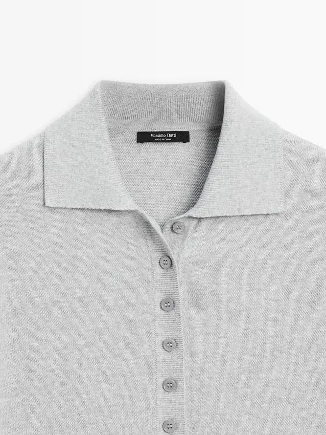 Polotröja i bomullstrik Polotröja i bomullstrik