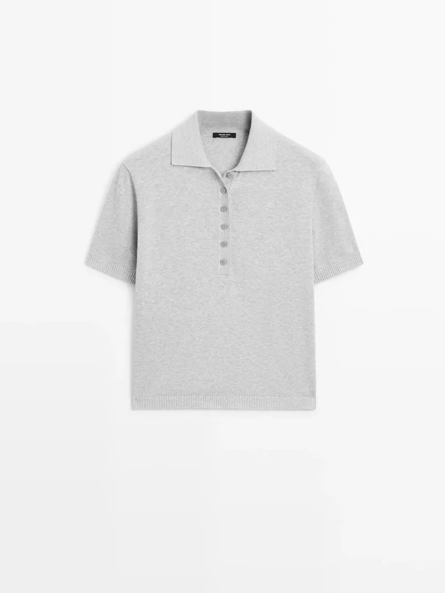 Polotröja i bomullstrik Polotröja i bomullstrik