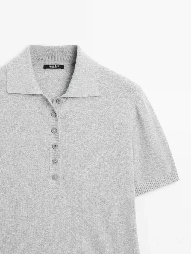 Polotröja i bomullstrik Polotröja i bomullstrik