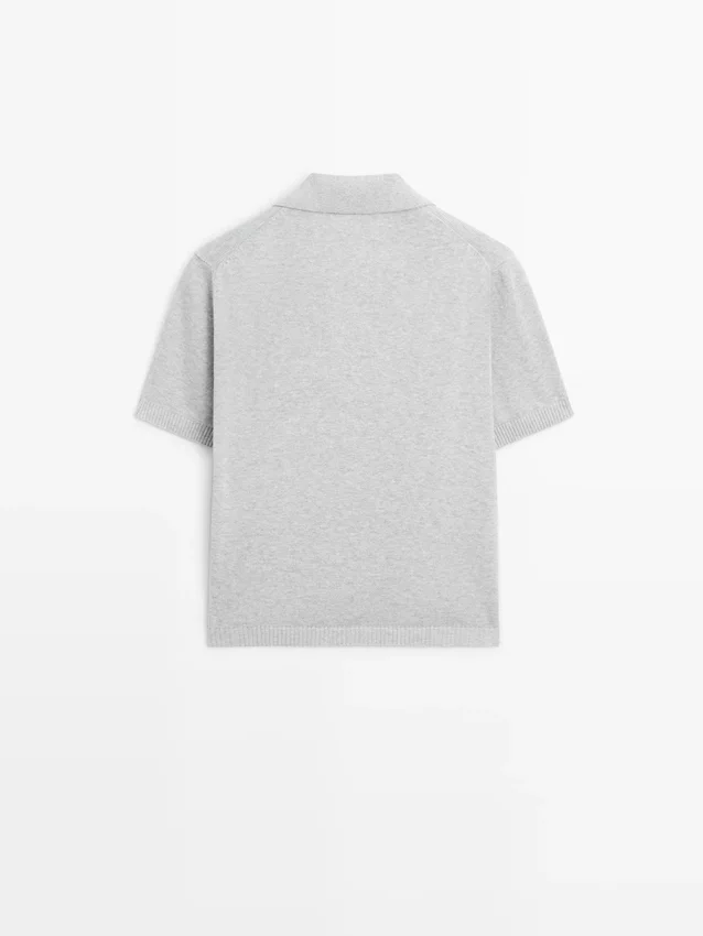 Polotröja i bomullstrik Polotröja i bomullstrik