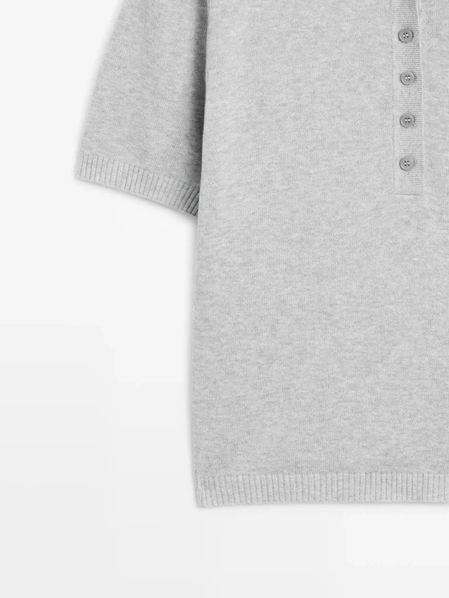 Polotröja i bomullstrik Polotröja i bomullstrik