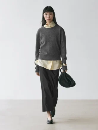 Rak midikjol i linneblandning Rak midikjol i linneblandning