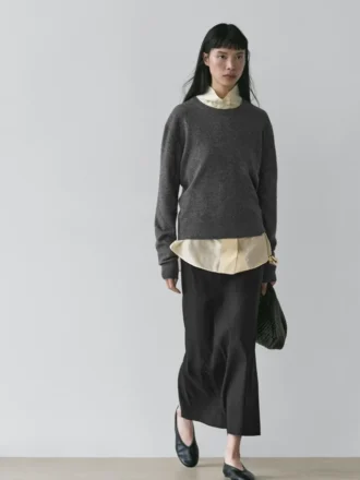 Rak midikjol i linneblandning Rak midikjol i linneblandning