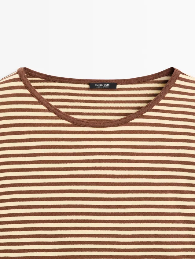 Randig långärmad bomullst-shirt Randig långärmad bomullst-shirt