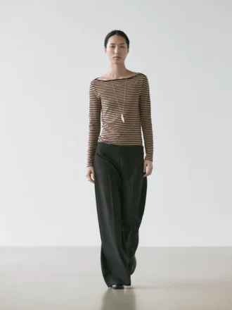 Randig långärmad bomullst-shirt