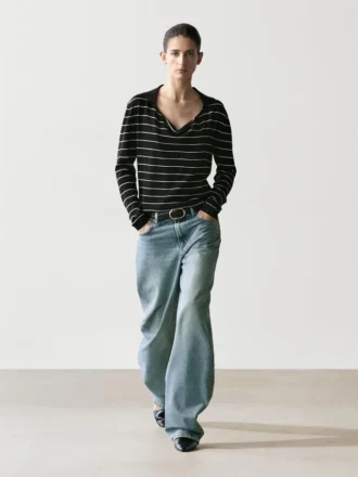 Randig pikétröja i bomull