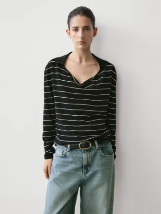 Randig pikétröja i bomull