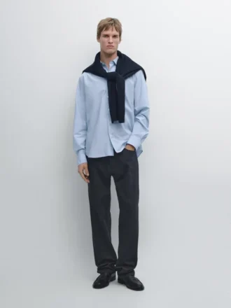 Randig poplinskjorta i normal passform