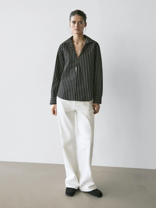 Randig skjorta i bomullsblandning Randig skjorta i bomullsblandning