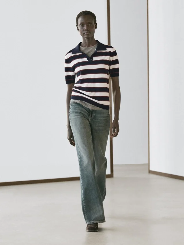 Randig stickad pikétröja Randig stickad pikétröja