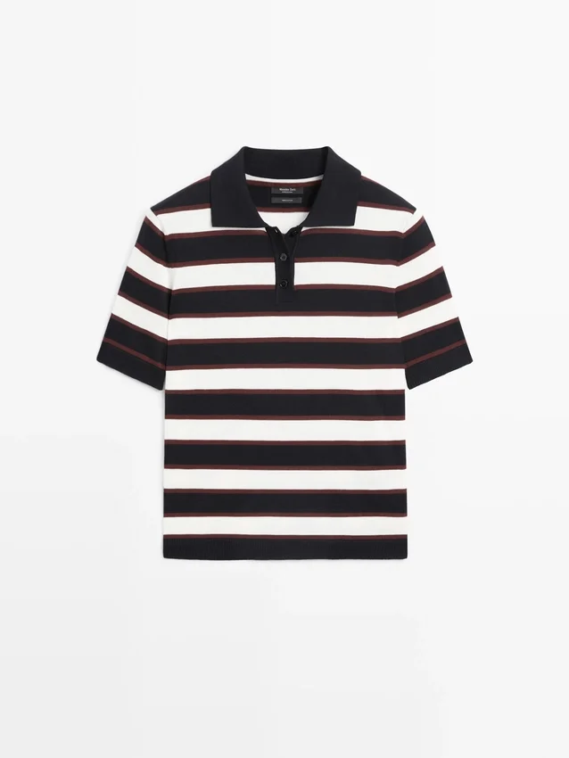 Randig stickad pikétröja Randig stickad pikétröja